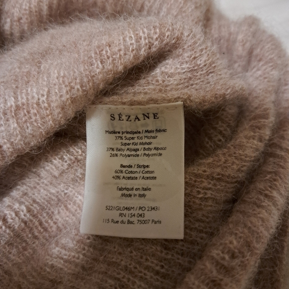 Sezane Gaspard Mohair Oatmeal Crewneck Long Sleeve Button Cardigan XS - Picture 5 of 7